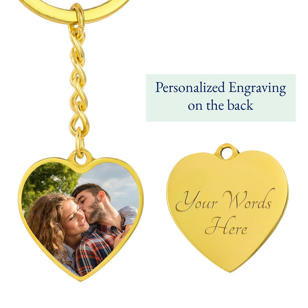 Valentines Day Photo Heart Keychain