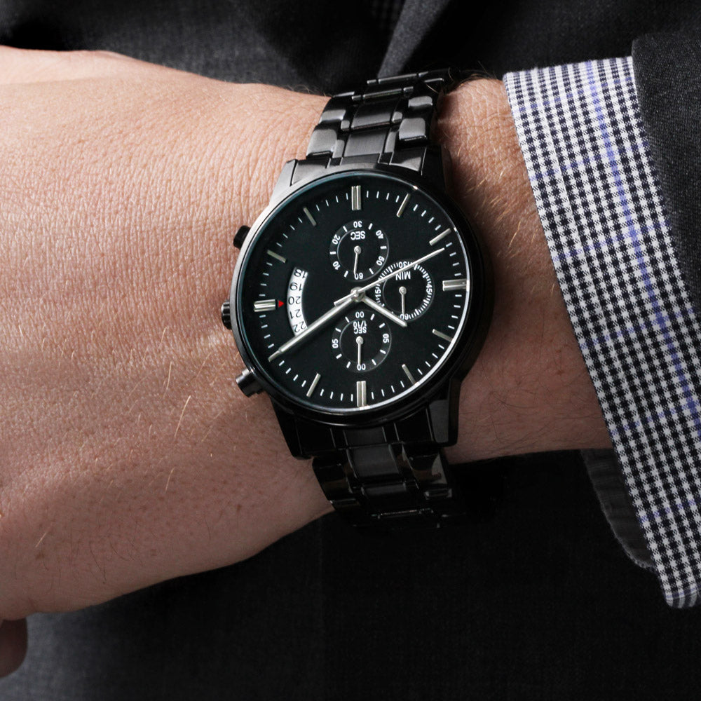 Personalized Black Chronograph Watch