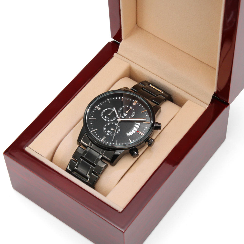 Personalized Black Chronograph Watch