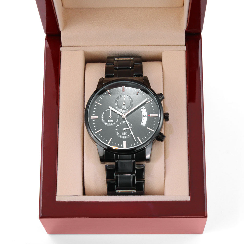 Personalized Black Chronograph Watch