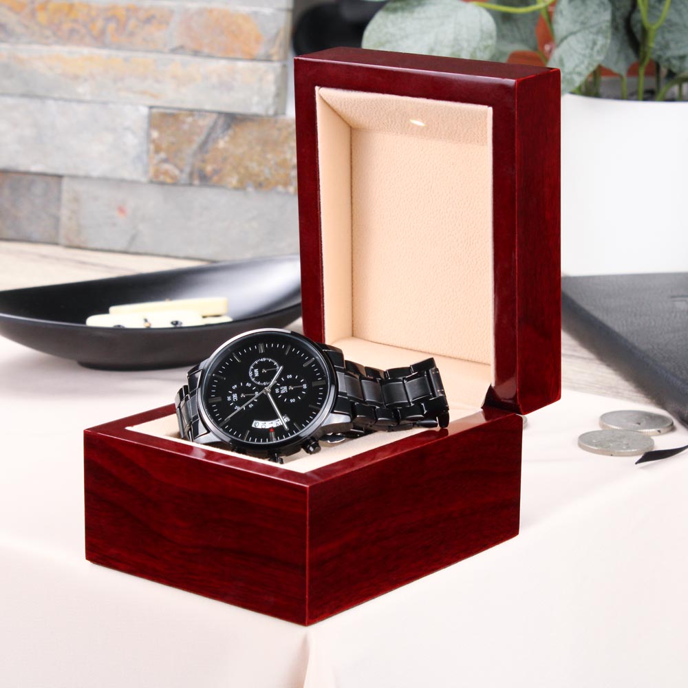 Personalized Black Chronograph Watch