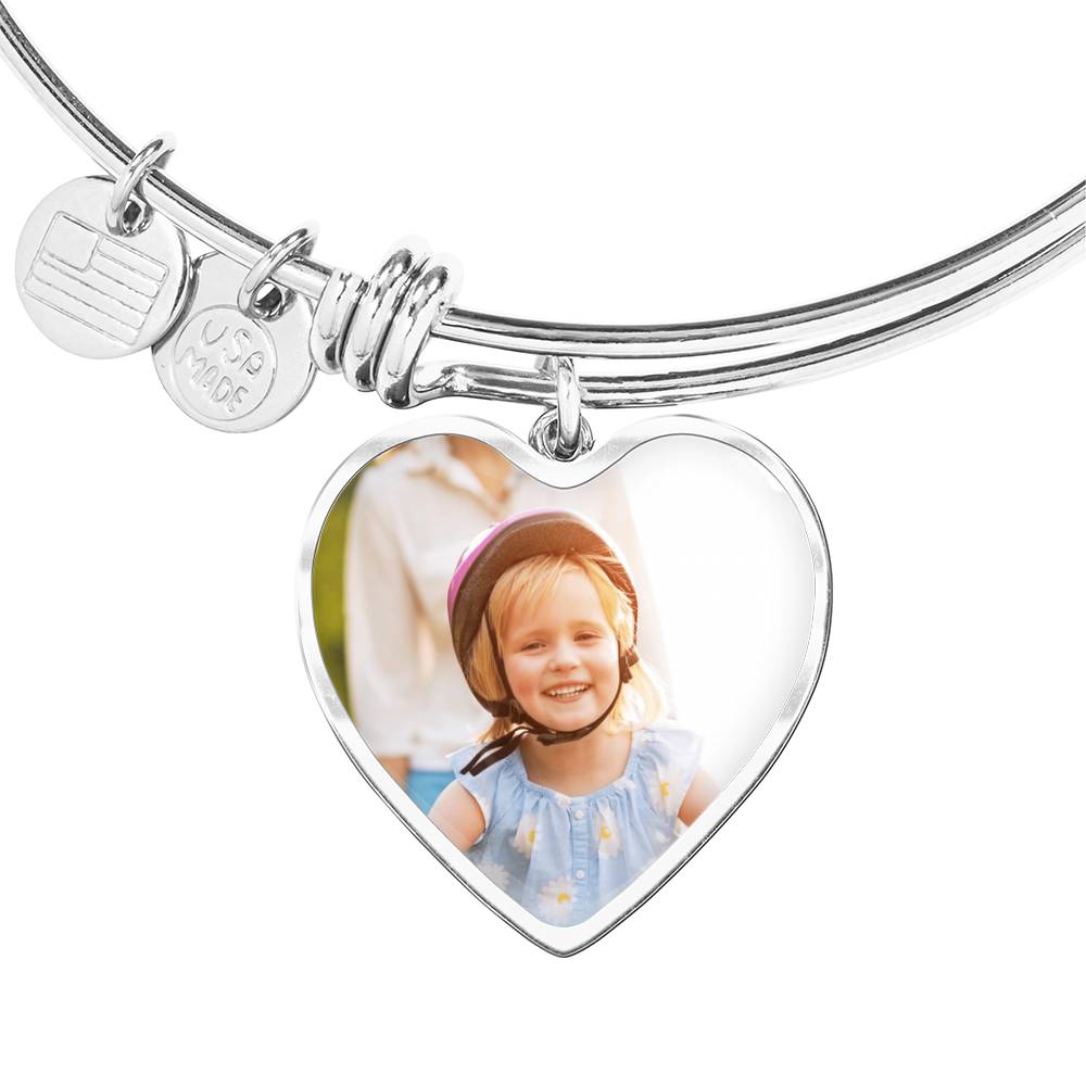 Personalized Heart Bangle Bracelet