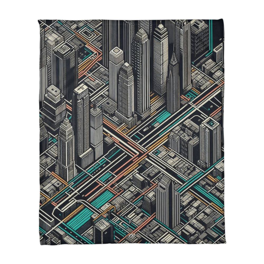 Cityscape Coral Fleece Blanket