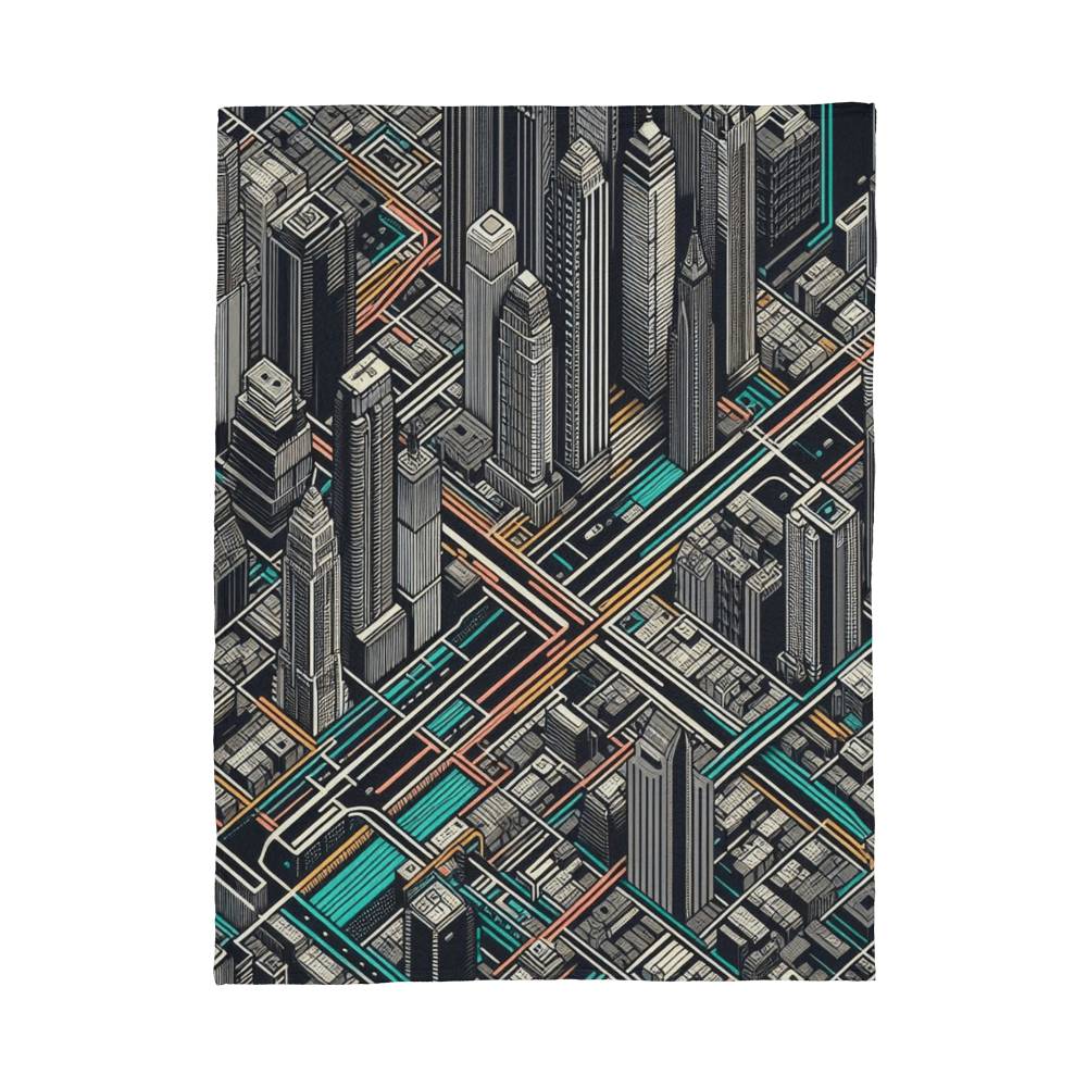 Cityscape Coral Fleece Blanket