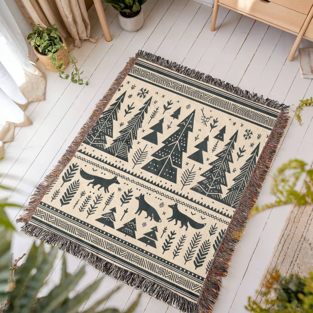 Nordic Winter Heirloom Artwork Woven Blanket