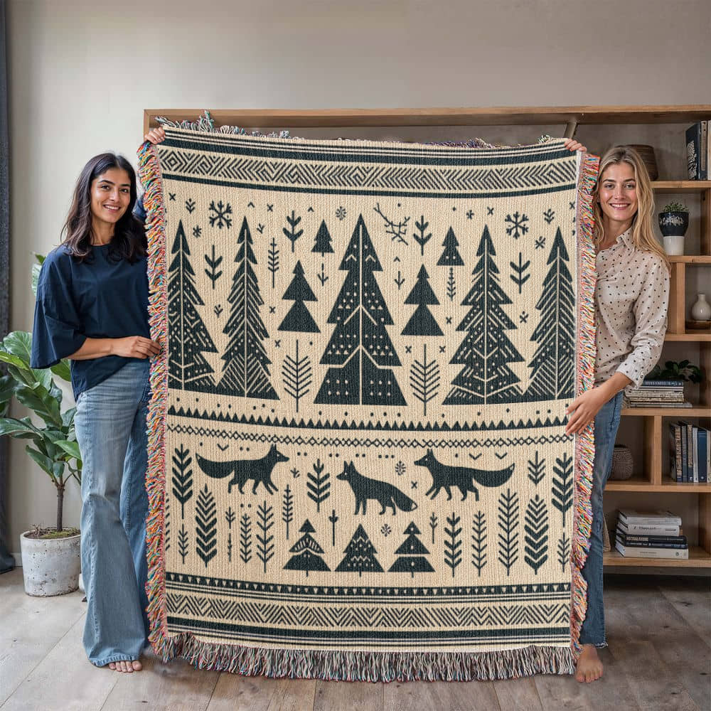 Nordic Winter Heirloom Artwork Woven Blanket