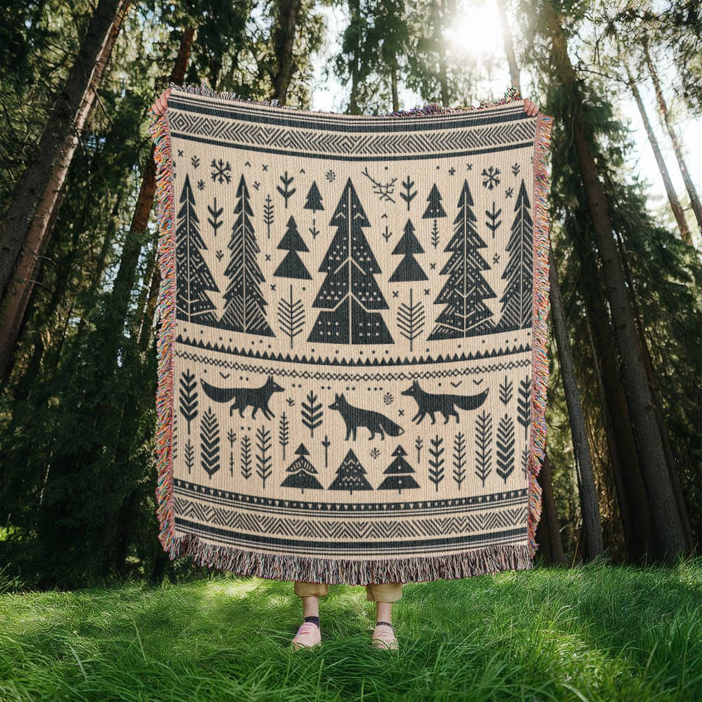 Nordic Winter Heirloom Artwork Woven Blanket