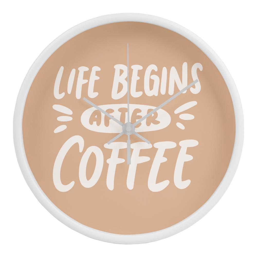 Life Begins After Coffee Wooden Clock