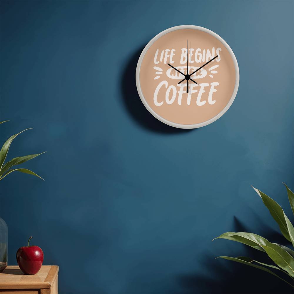 Life Begins After Coffee Wooden Clock