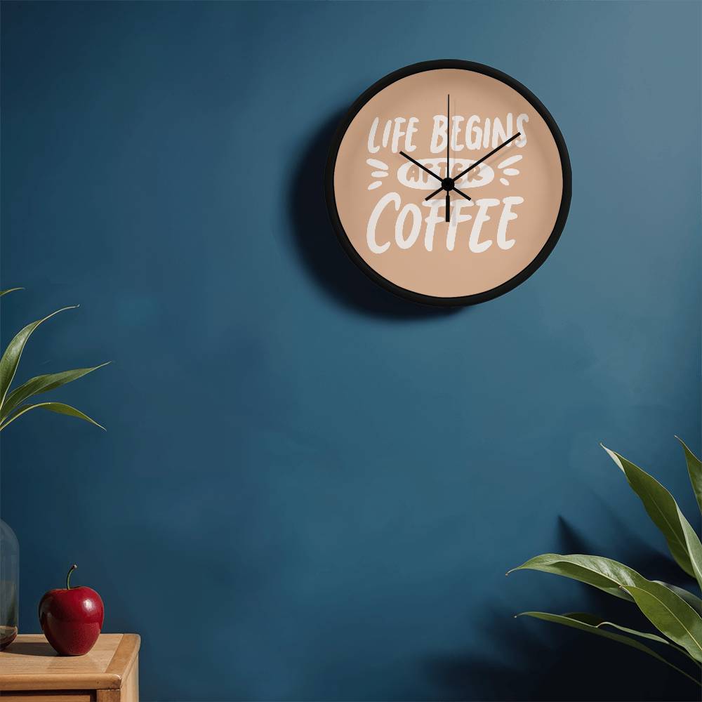 Life Begins After Coffee Wooden Clock