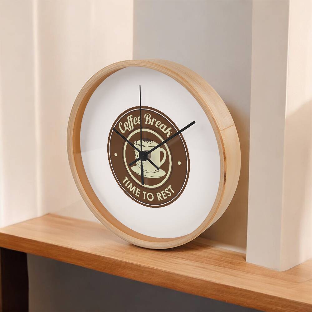 Coffee Break Wooden Clock