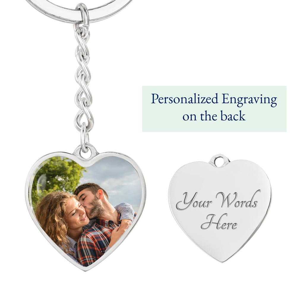 Valentines Day Photo Heart Keychain