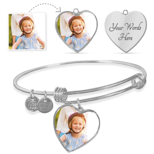 Personalized Heart Bangle Bracelet